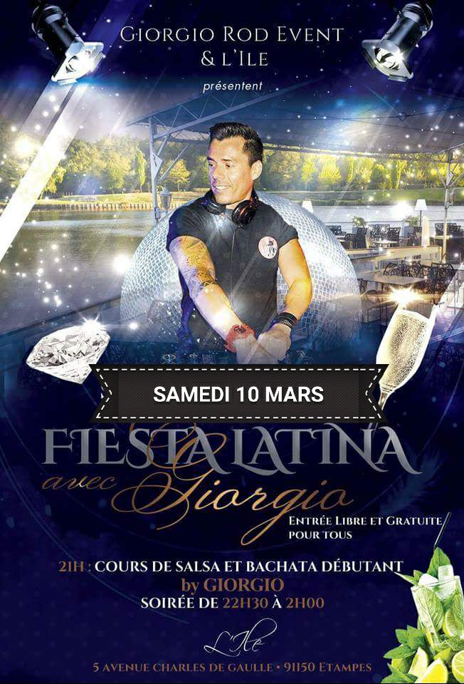 Sam 10 Mars - Fiesta Latina à L'Ile Restaurant avec Giorgio Rod