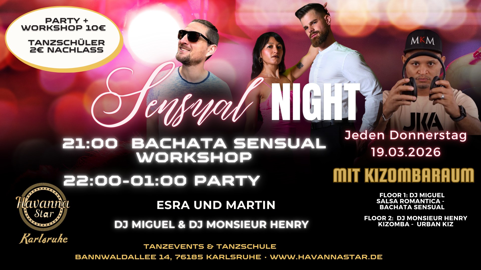 Latinparty mit Bachata Sensual Workshop ⭐️Mit Kizombaraum⭐️