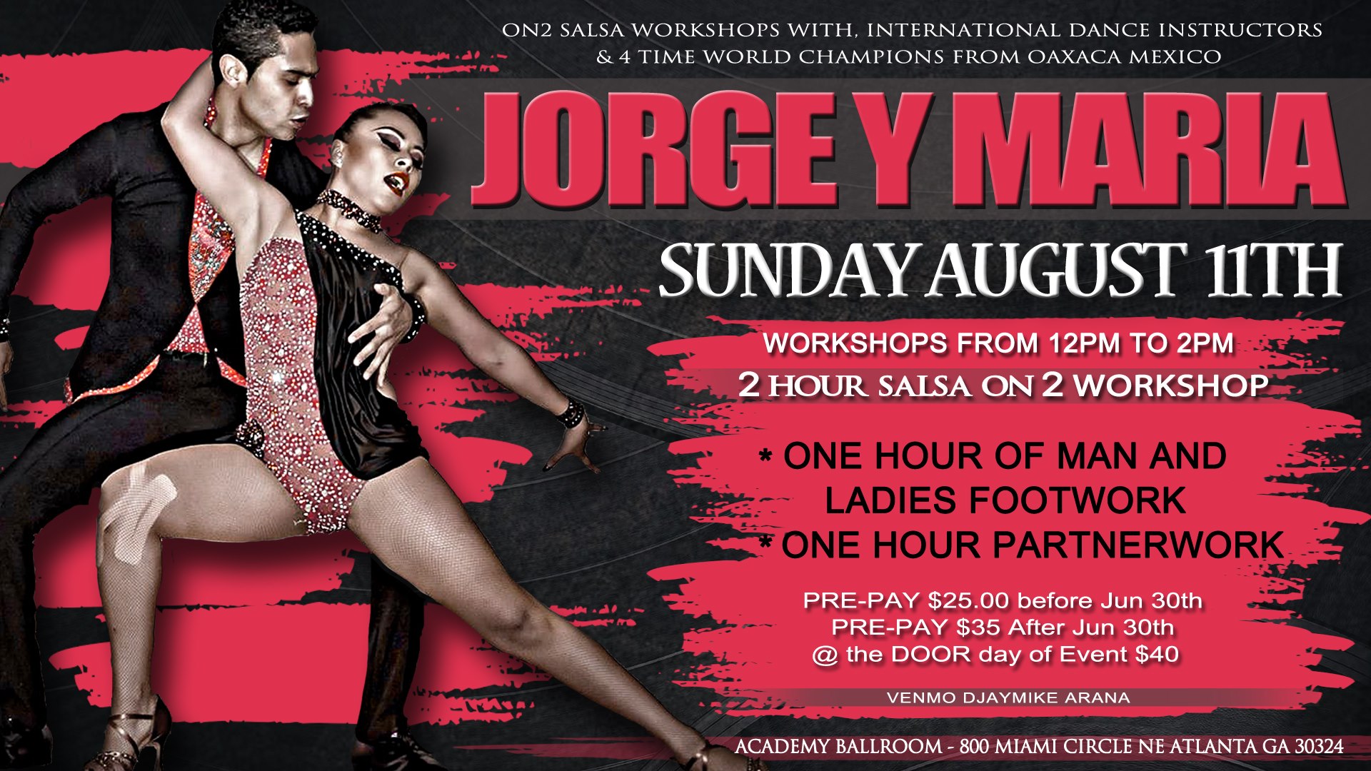 ON2 Salsa Workshops with WORLD Champions Jorge & Maria