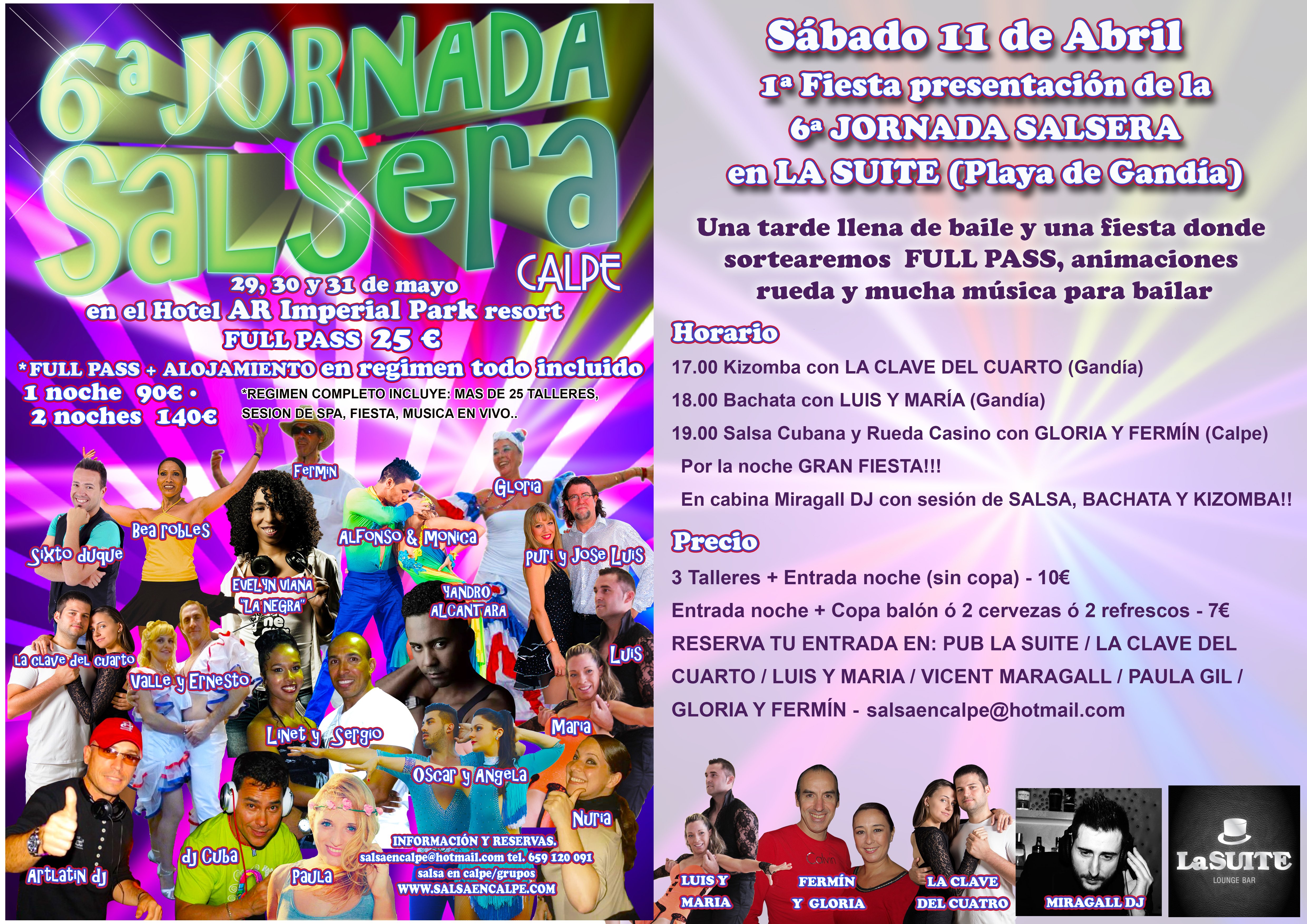 GRAN FIESTA Y TALLERES EN LA SUITE GANDIA PRESENTACIÓN 6ª JORNADA SALSERA
