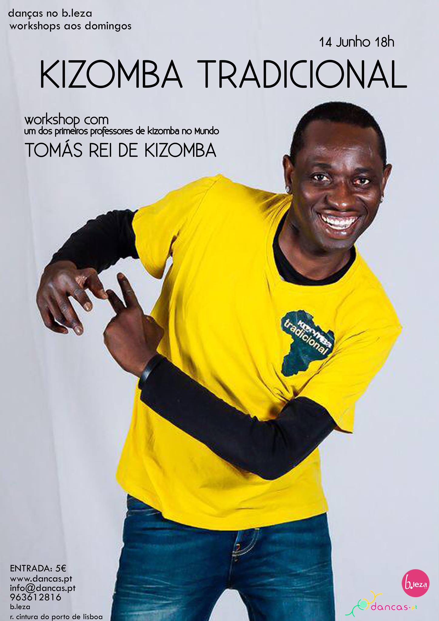 **danças no b.leza**14jun**KIZOMBA TRADICIONAL**workshop de TOMÁS REI DE KIZOMBA**