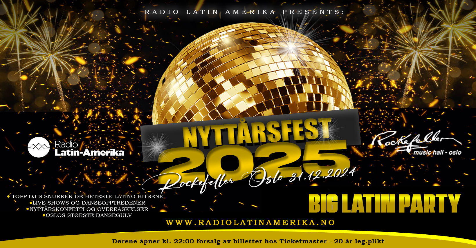 Nyttårsfest Big Latin Party 2025 på Rockefeller
