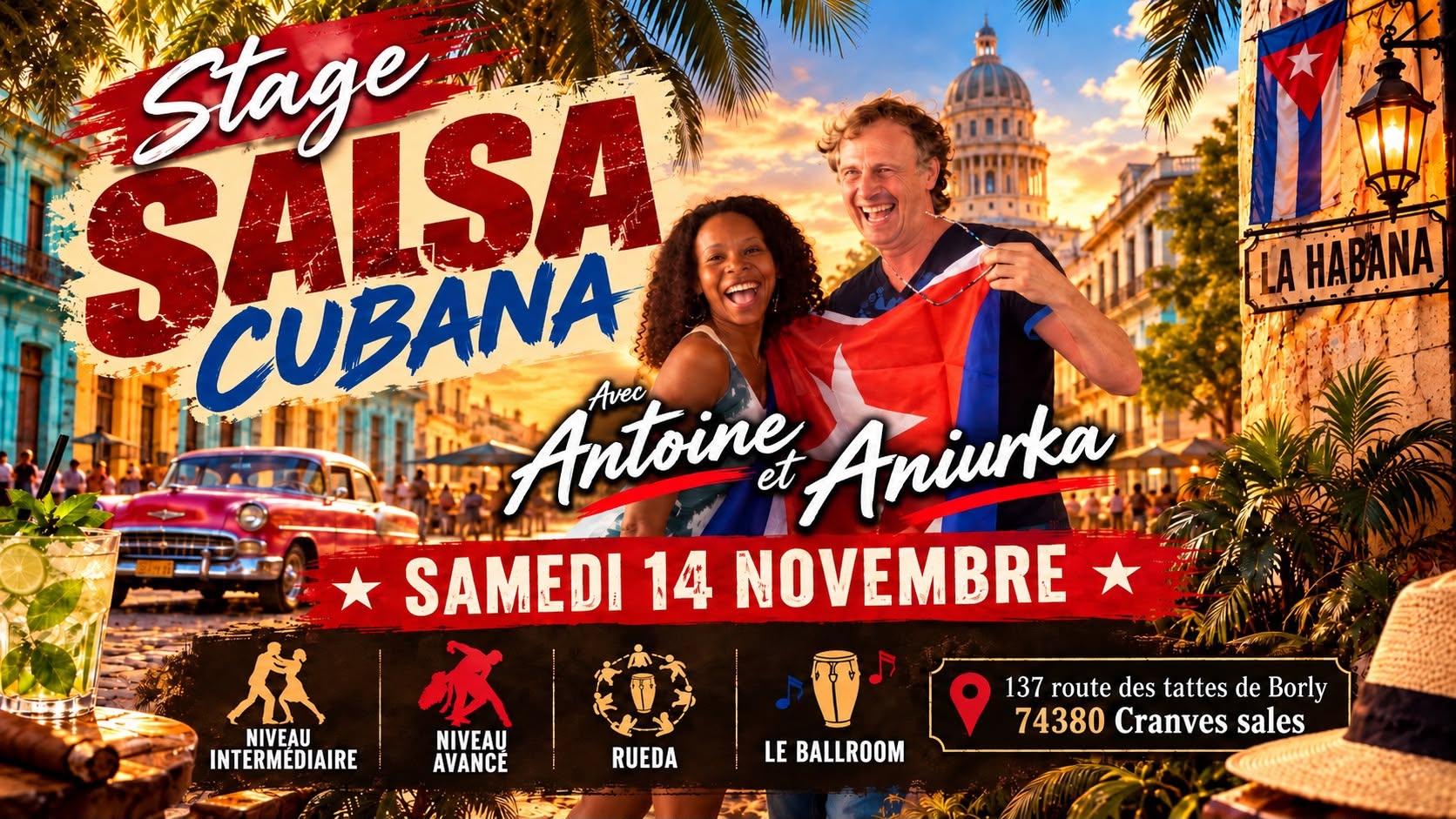 STAGE SALSA CUBANA AVEC ANIURKA ET ANTOINE AU BALLROOM