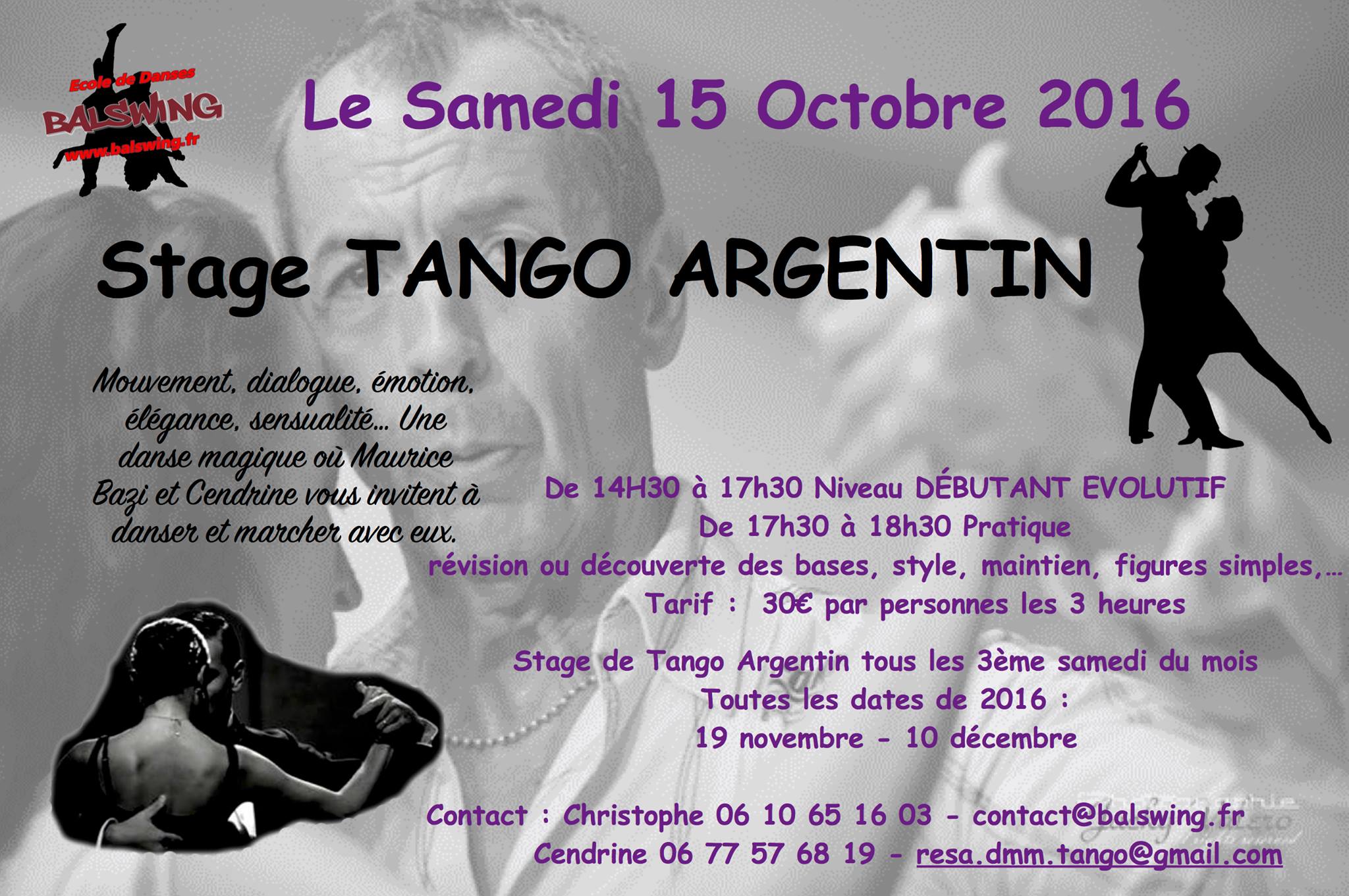 STAGE Mensuel TANGO Argentin MorièresLèsAvignon