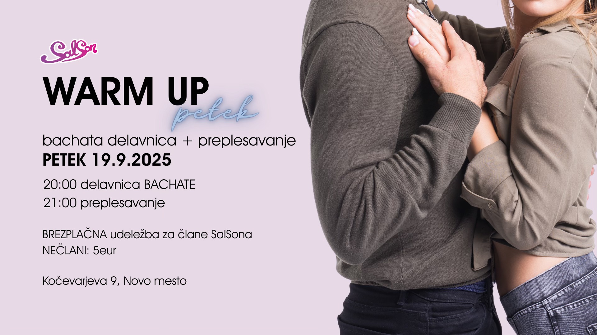 WARM UP petek - BACHATA delavnica + preplesavanje