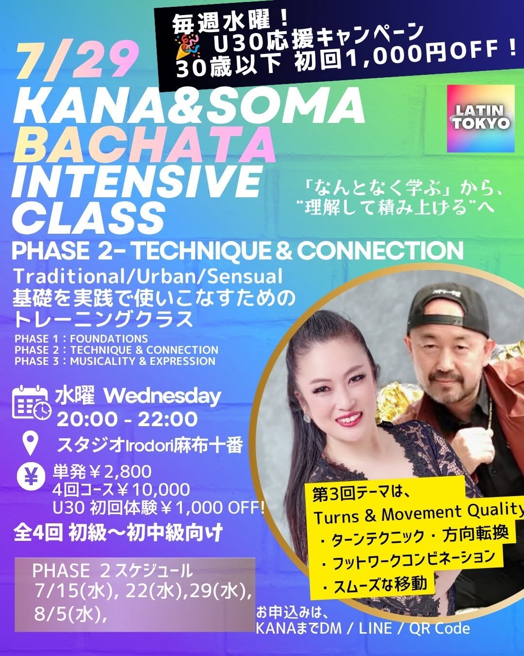 KANA & SOMA BACHATA INTENSIVE CLASS バチャータ基礎実践トレーニングクラス PHASE 2 ー第3回