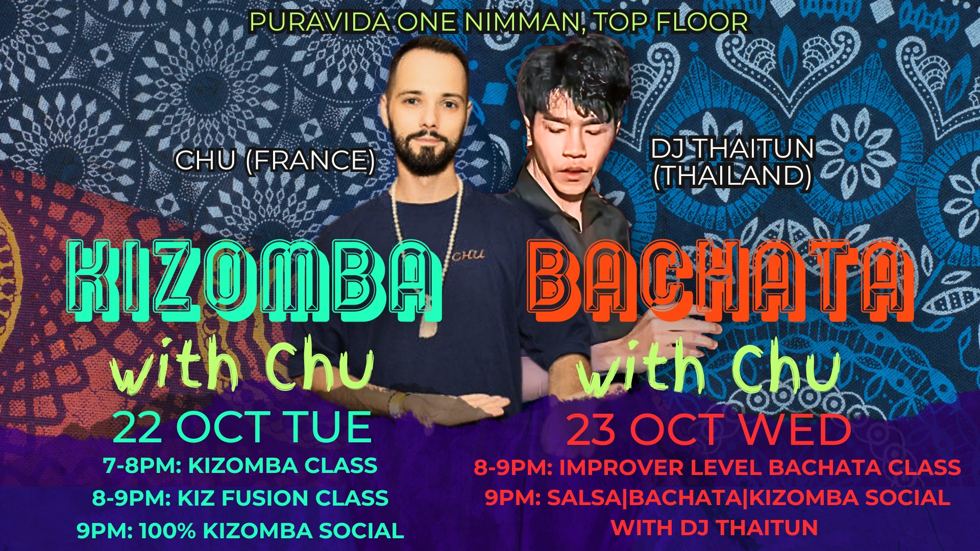 LATIN DANCE & CLASS WITH GUEST INSTRUCTOR CHU! @Puravida One Nimman