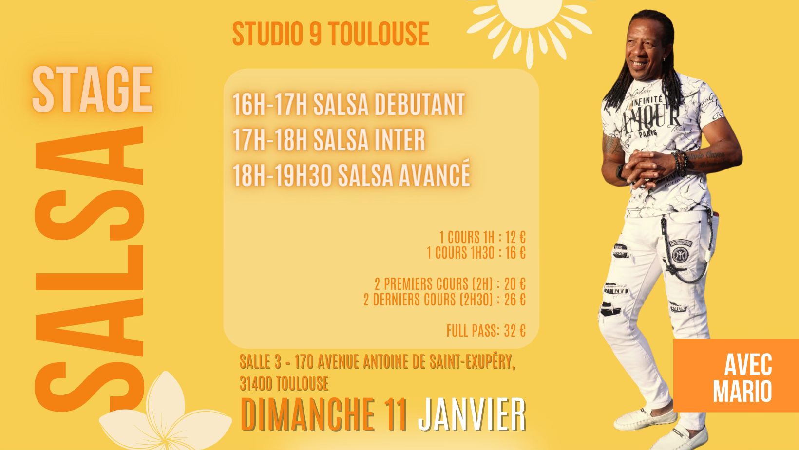 Stage Salsa avec Mario Dimanche 11 Janvier 2026