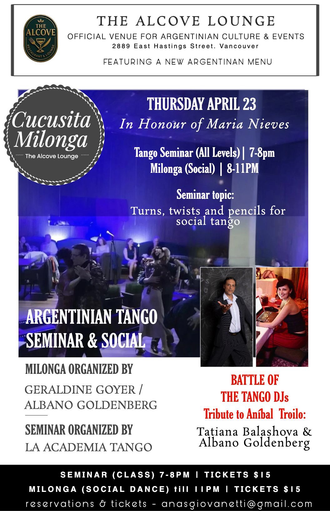 Cucusita Milonga “Thursday, April 23rd