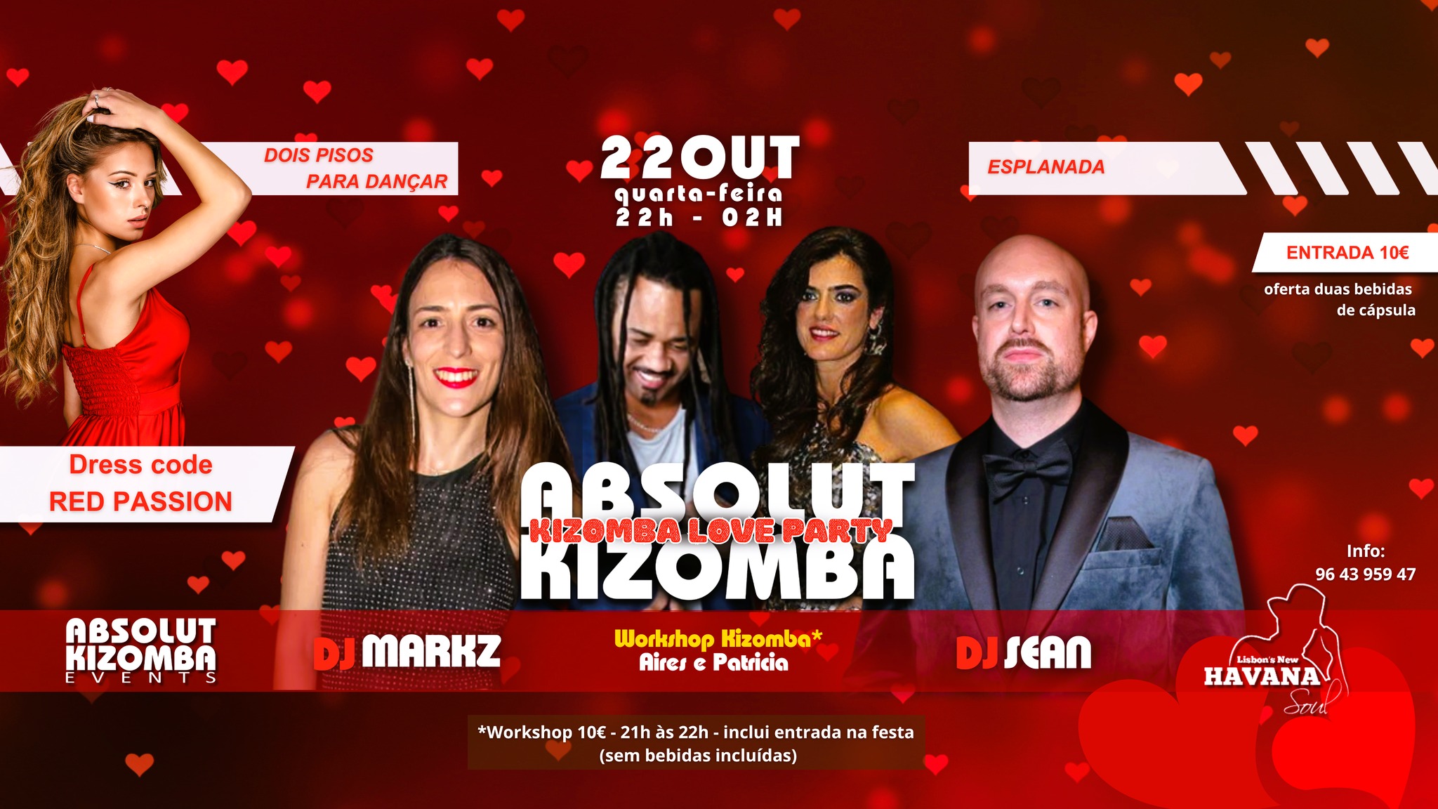 Quarta-Feira - Absolut Kizomba KIZOMBA LOVE PARTY! @ HAVANA! - 22.OUT! - Antes da Festa Workshop!