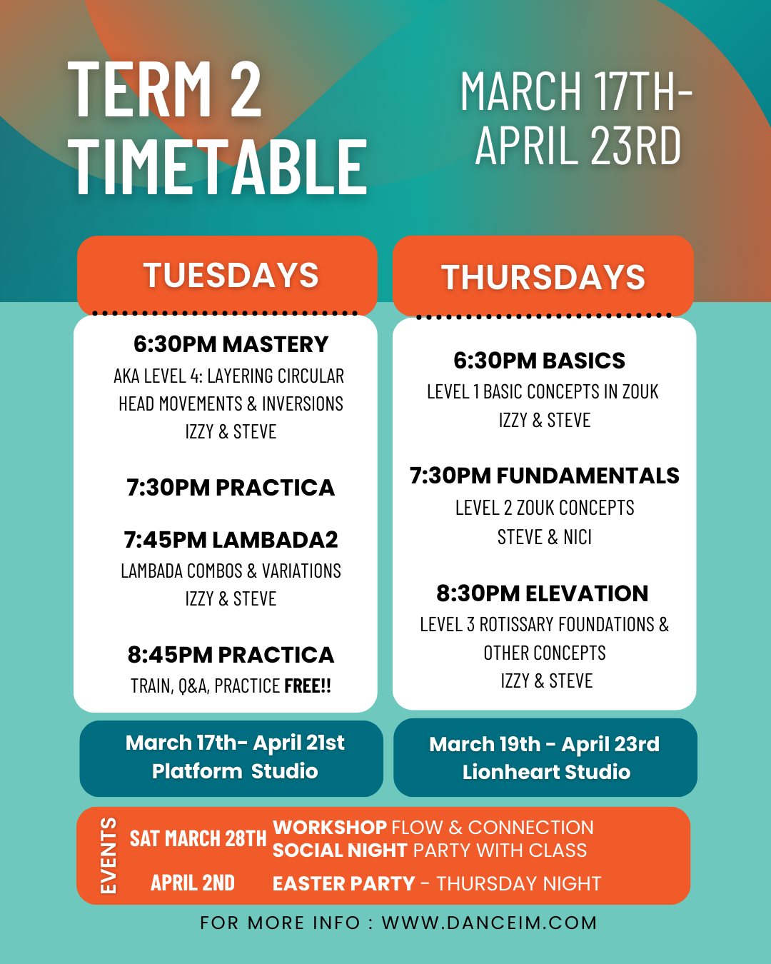BRAZILIAN ZOUK CLASSES TERM 2 March - April
