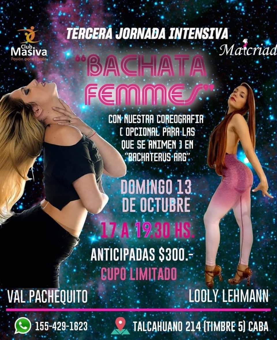 Jornada Intensiva Bachata Femmes , 3ra edi Domingo 13 de Octubre
