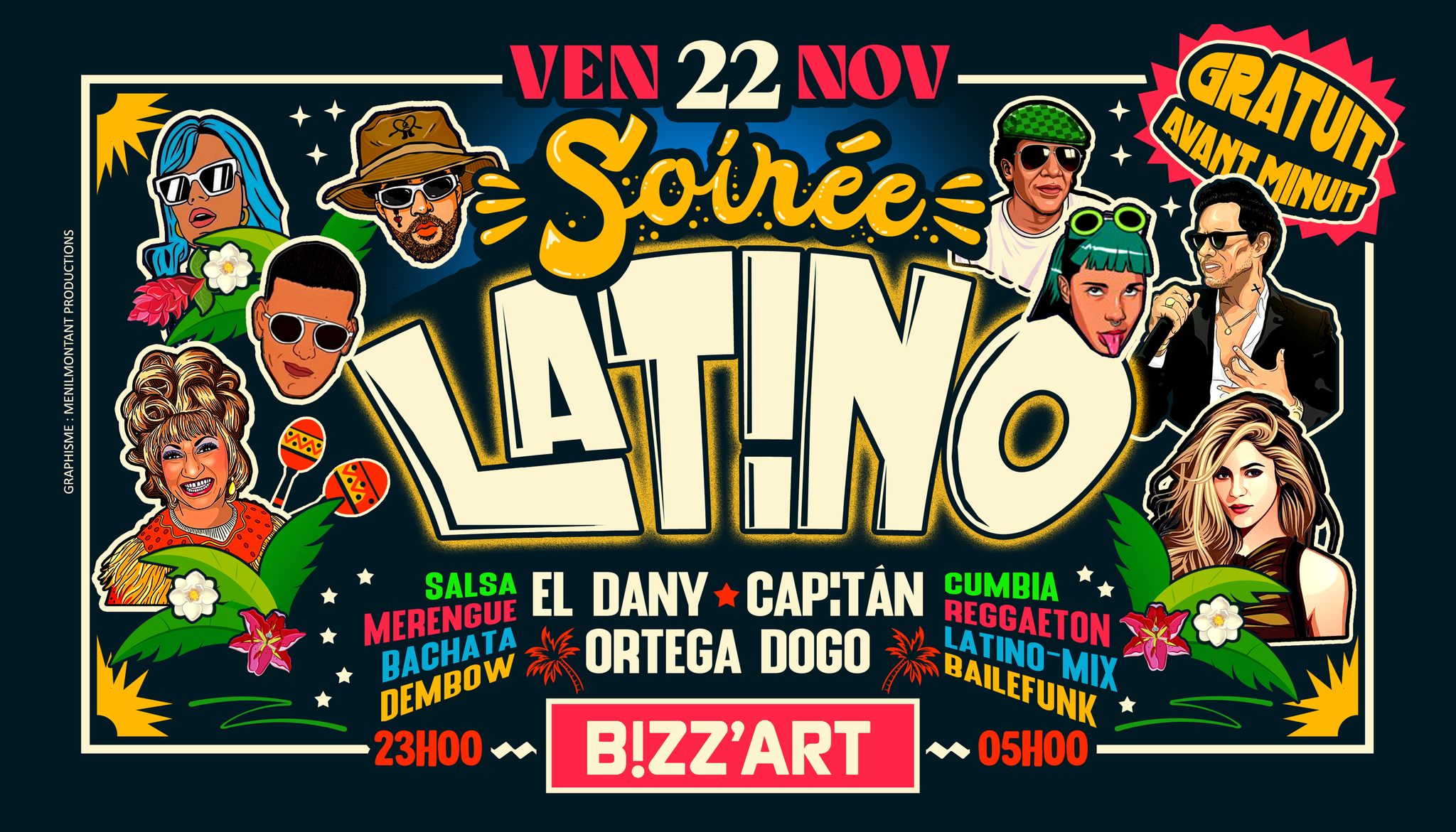 SOiRรE LATiNO x CANAL ST MARTIN ๐ด GRATUIT โAVANT MINUIT ๐ฅ Ven.22.Nov au Bizz'Art (Paris10)