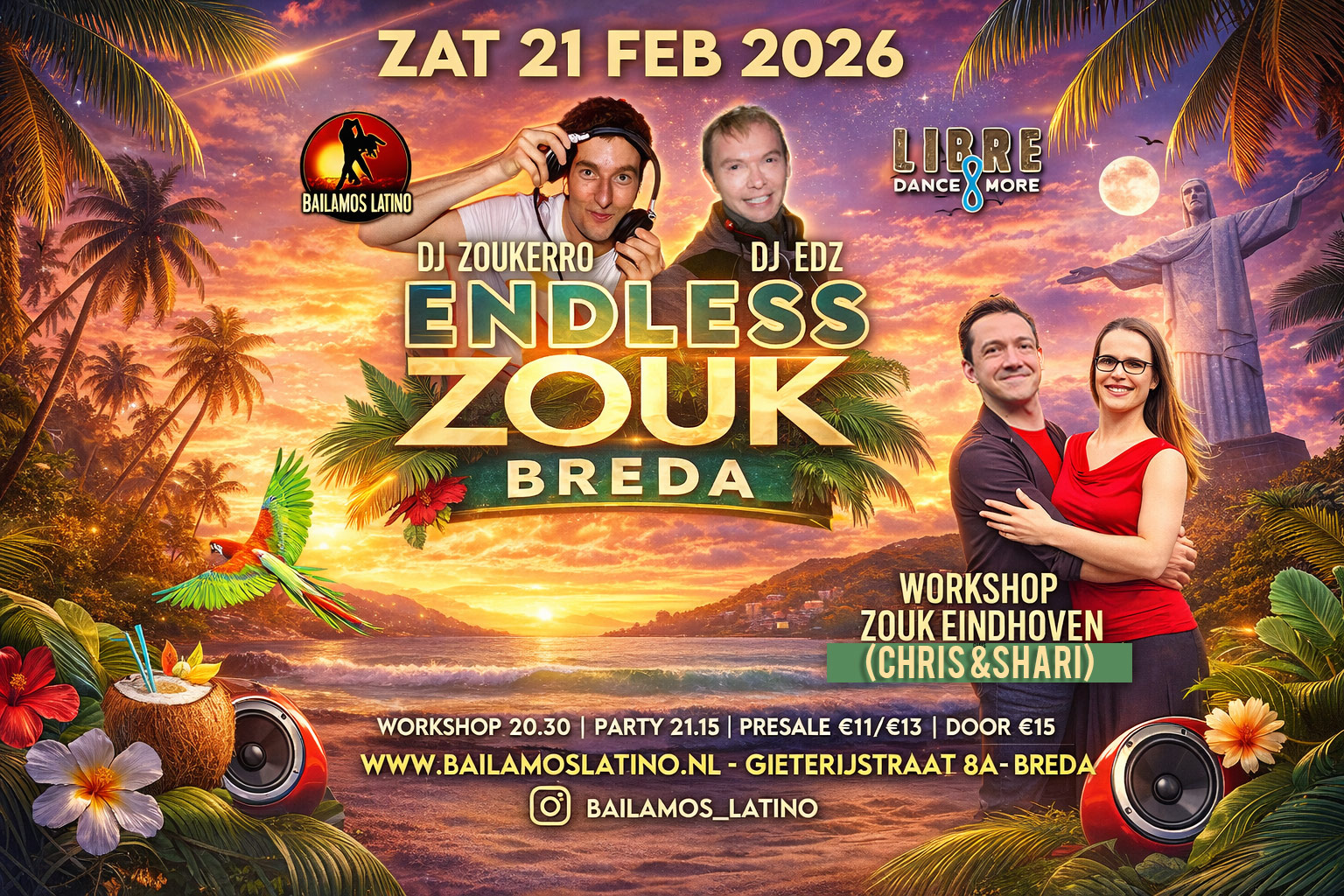 21 FEB 2026 ENDLESS ZOUK NIGHT DJ ZOUKERRO & EDZ WORKSHOP ZOUK EINDHOVEN