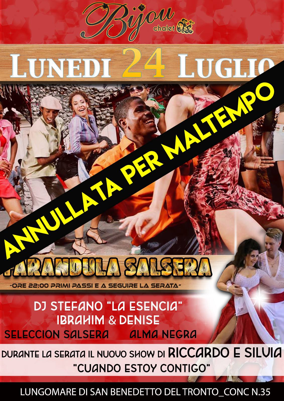 Lunedi 24 Luglio Latino☆ El Lunes De Farandula Salsera ☆chalet Bijou