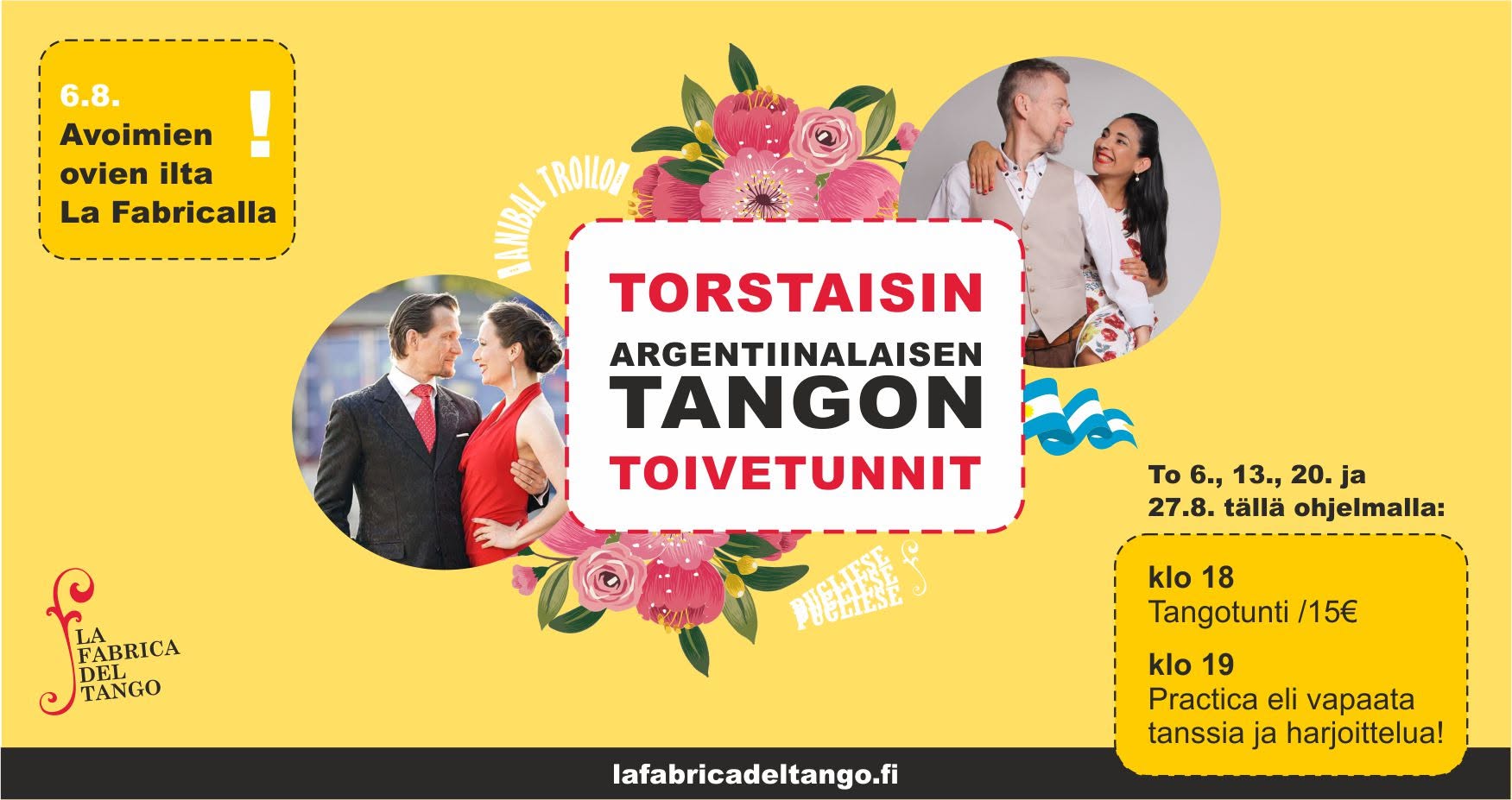Torstaisin tangon toivetunnit La Fabricalla