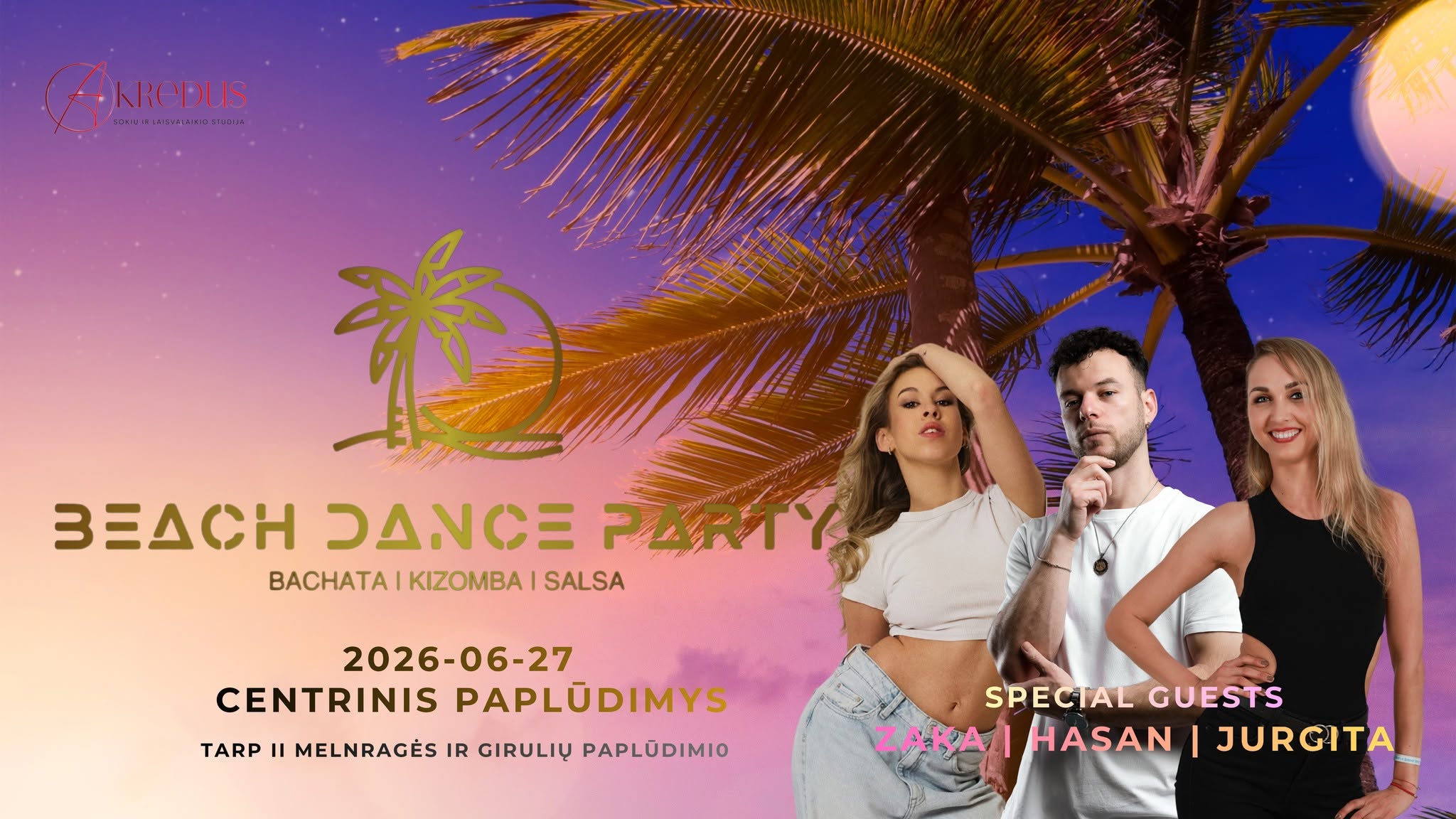 Beach Dance Party #2 Klaipeda 2026 06 27 Central Beach Guest Teachers: Zaka Hasan Jurgita
