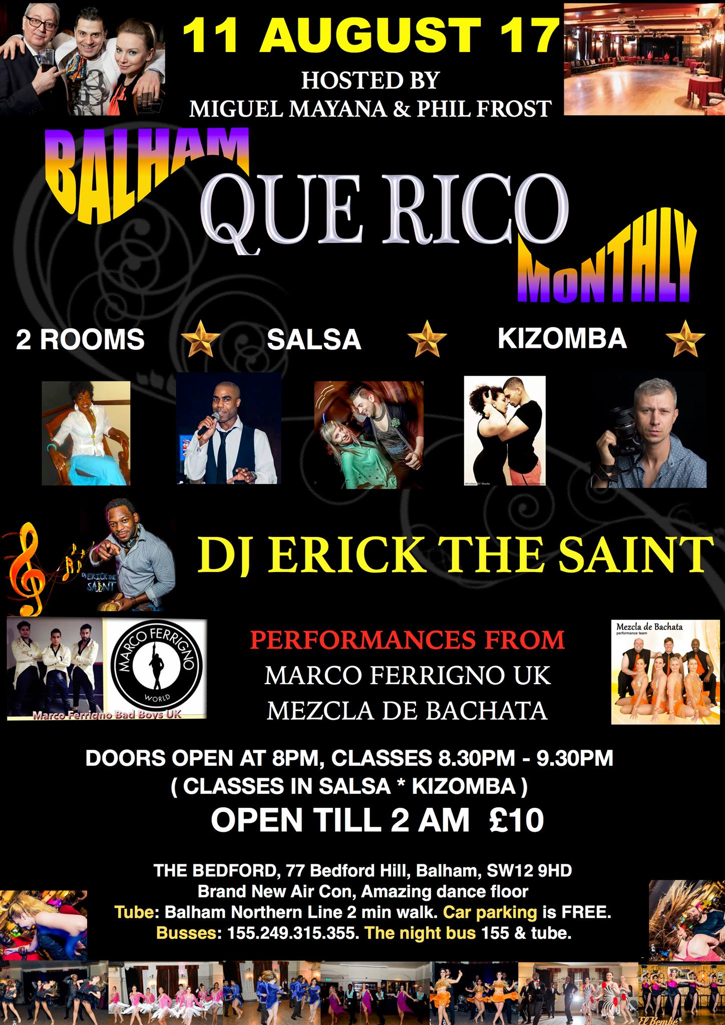 Friday 11TH August - 2 ROOMS at QUE RICO - Salsa kizomba