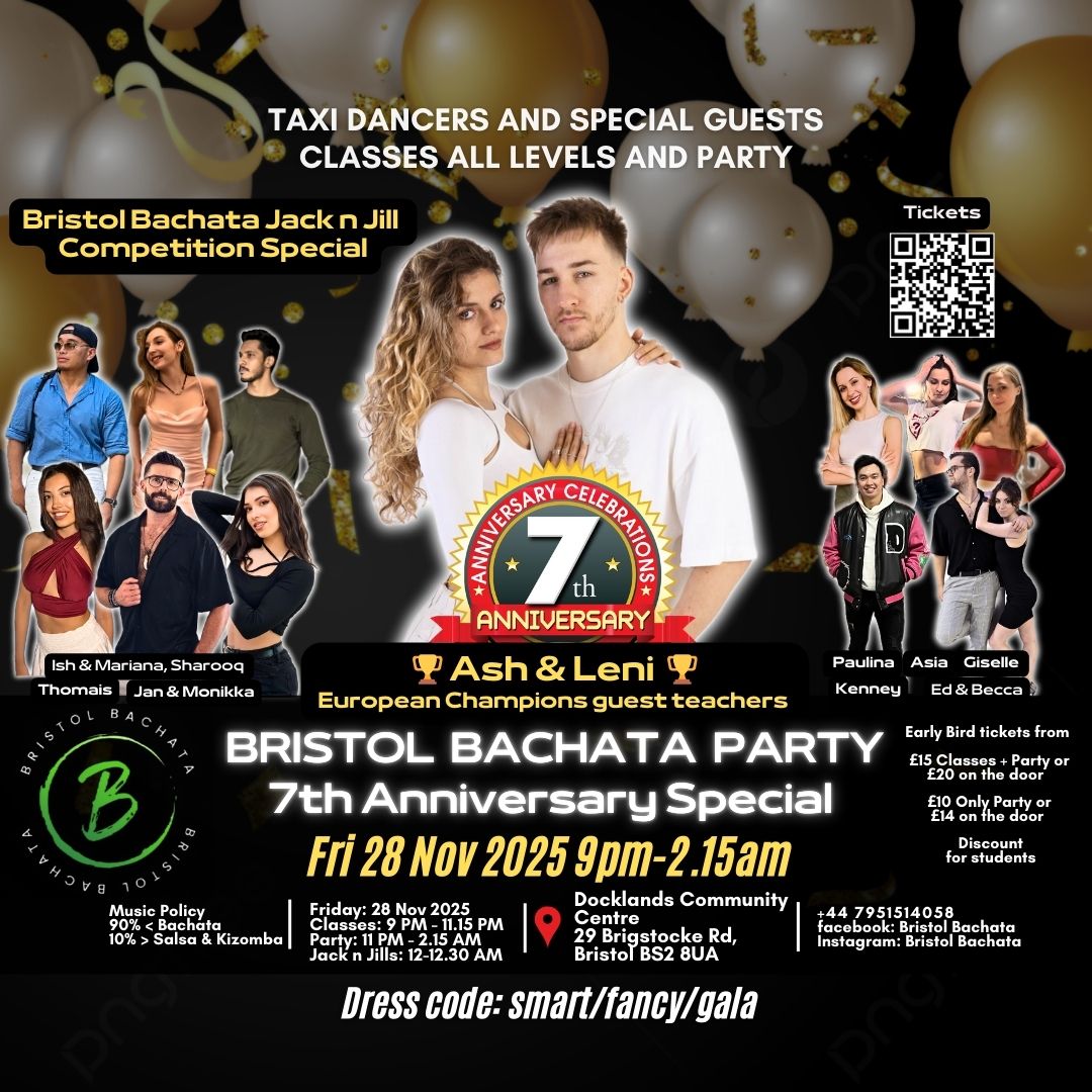ππβ¨ Fri 28 Nov - 7th anniversary Special Bristol Bachata Party @BS28UA πEU Champions β Ash & Leni