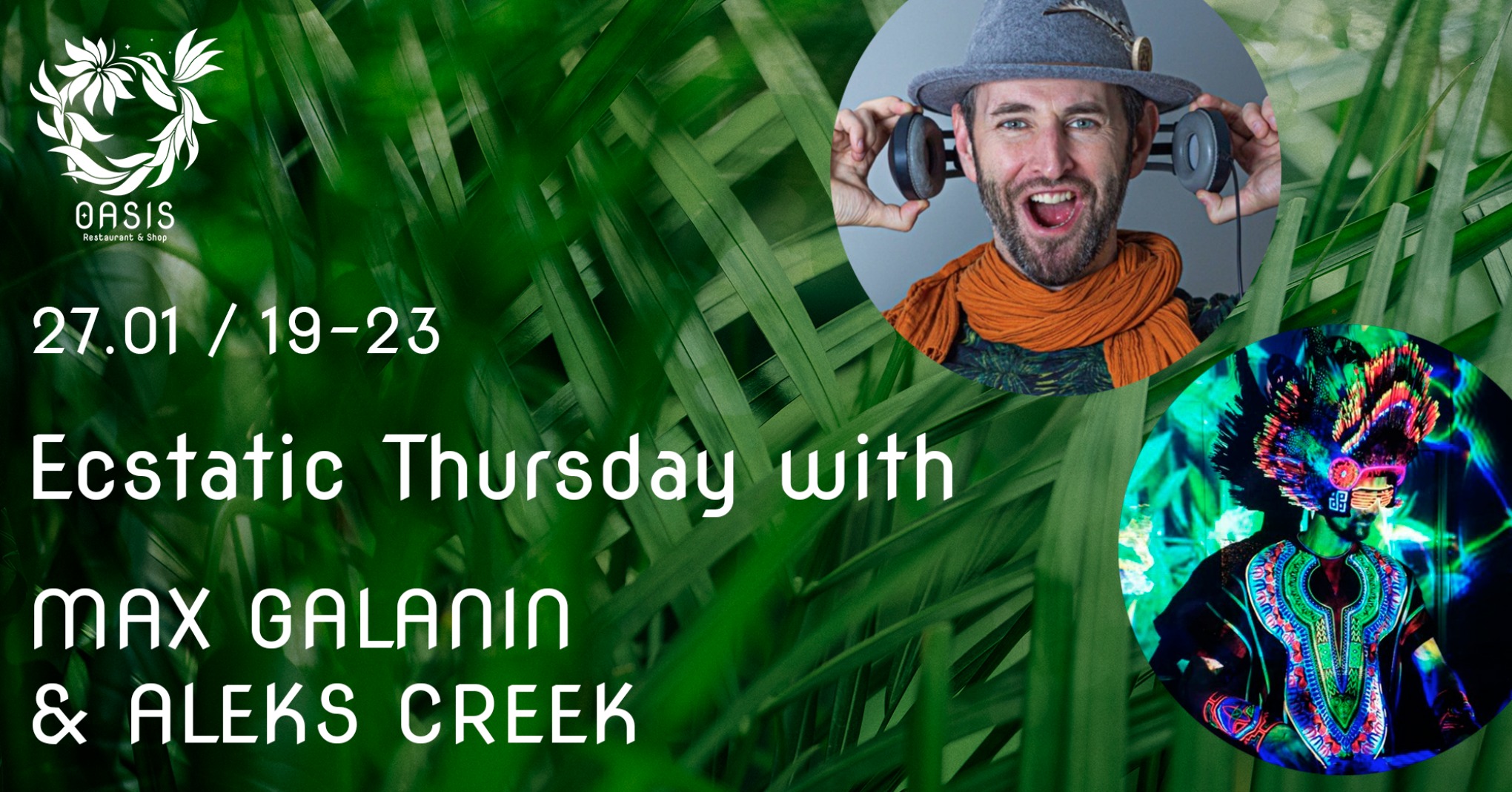 Ecstatic Thursday @OASIS with Organic Man & Aleks Creek