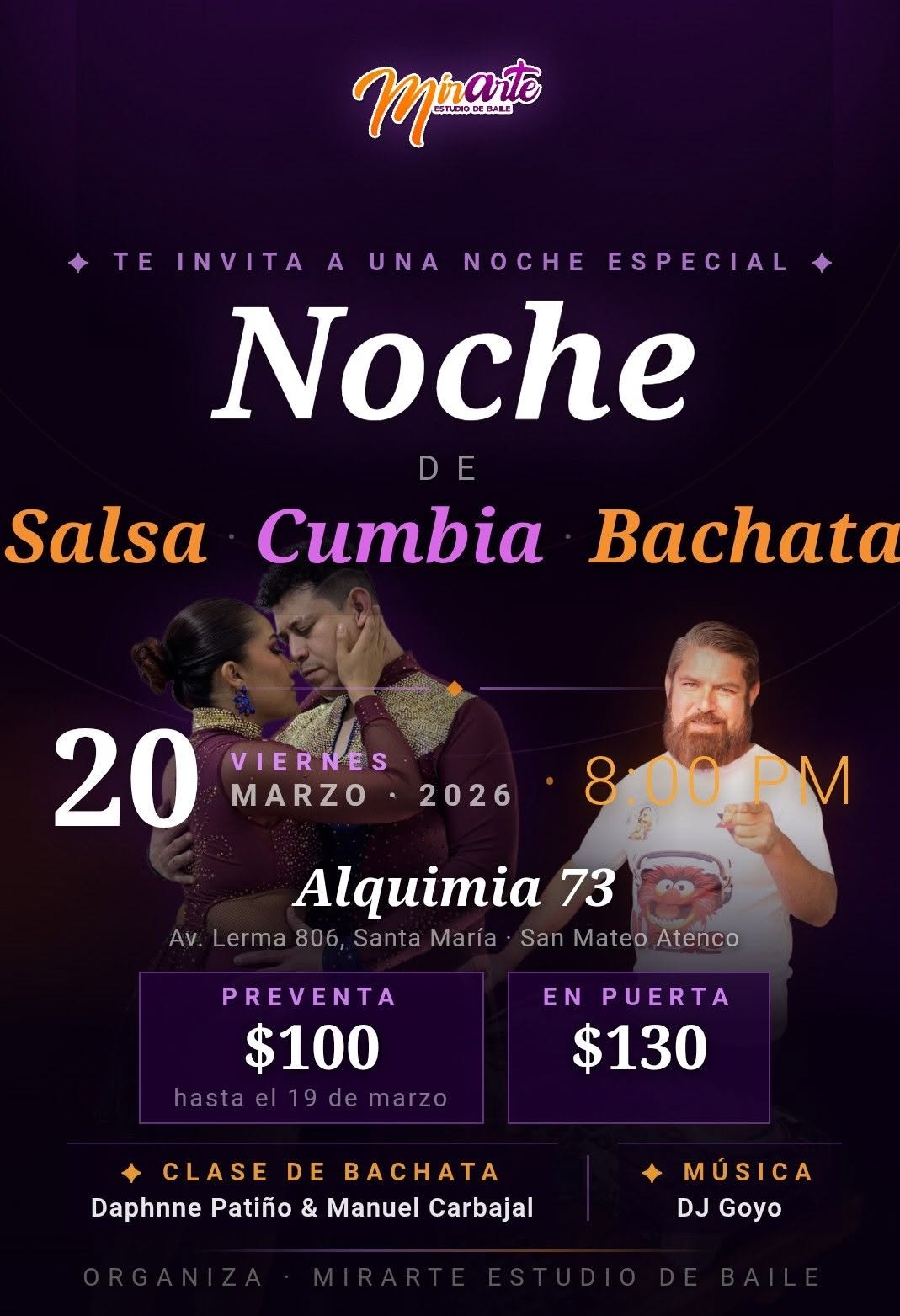 NOCHE DE SALSA, CUMBIA Y BACHATA