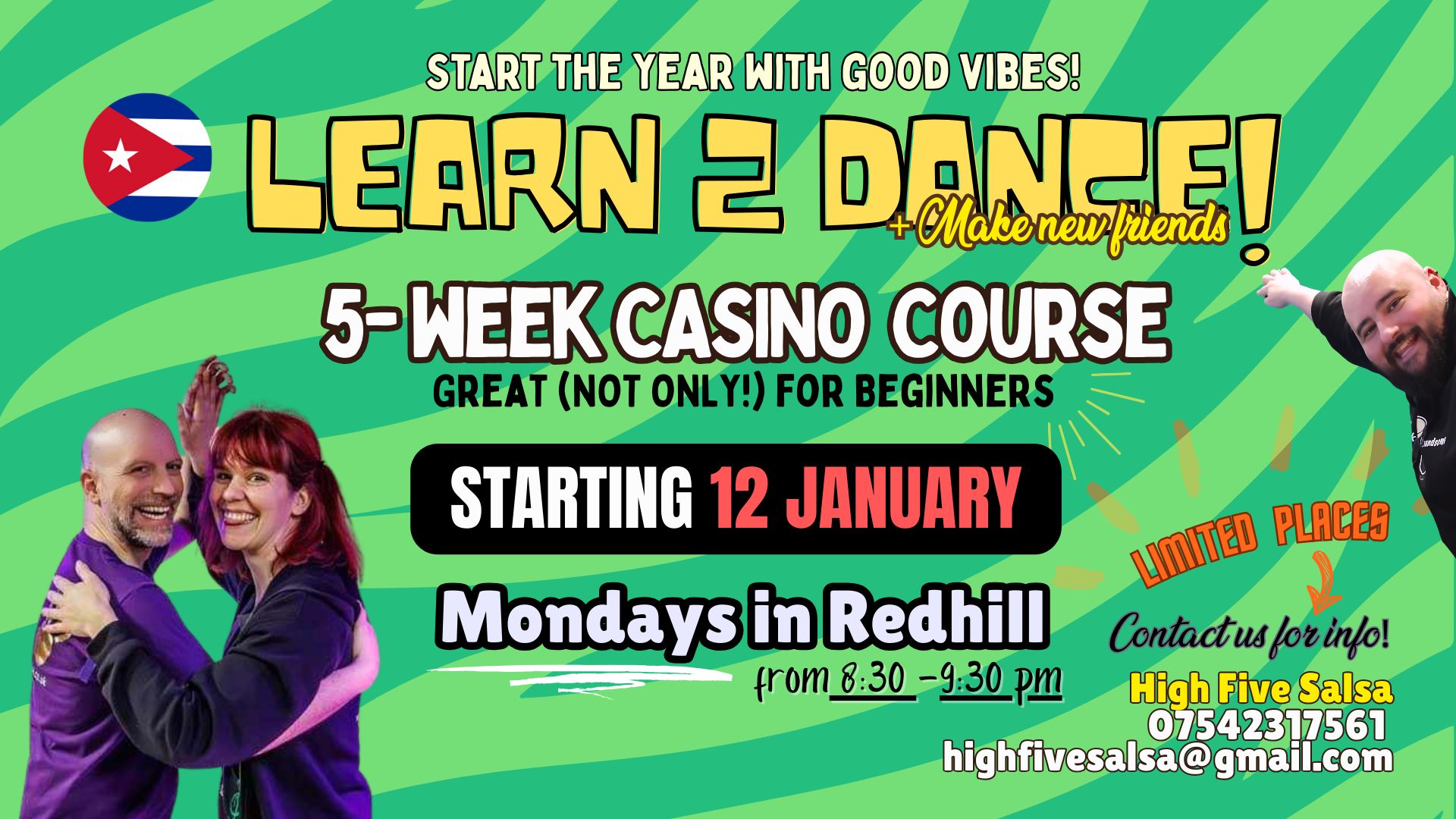 Learn to dance Casino (Cuban Salsa) Jan 2026 - 5 WEEK BEGINNER COURSES in Redhill
