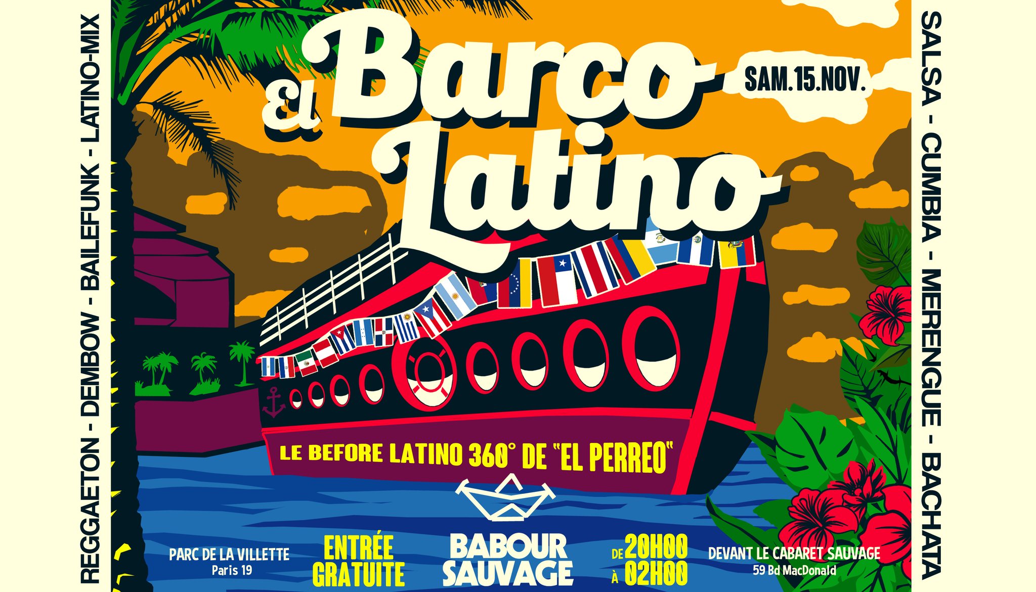 EL BARCO LATiNO 2025 ๐๐บ๐ข (Le Before de la soirรฉe "EL PERREO") -> Sam.15.Nov. FiESTA LATiNA 360ยฐ