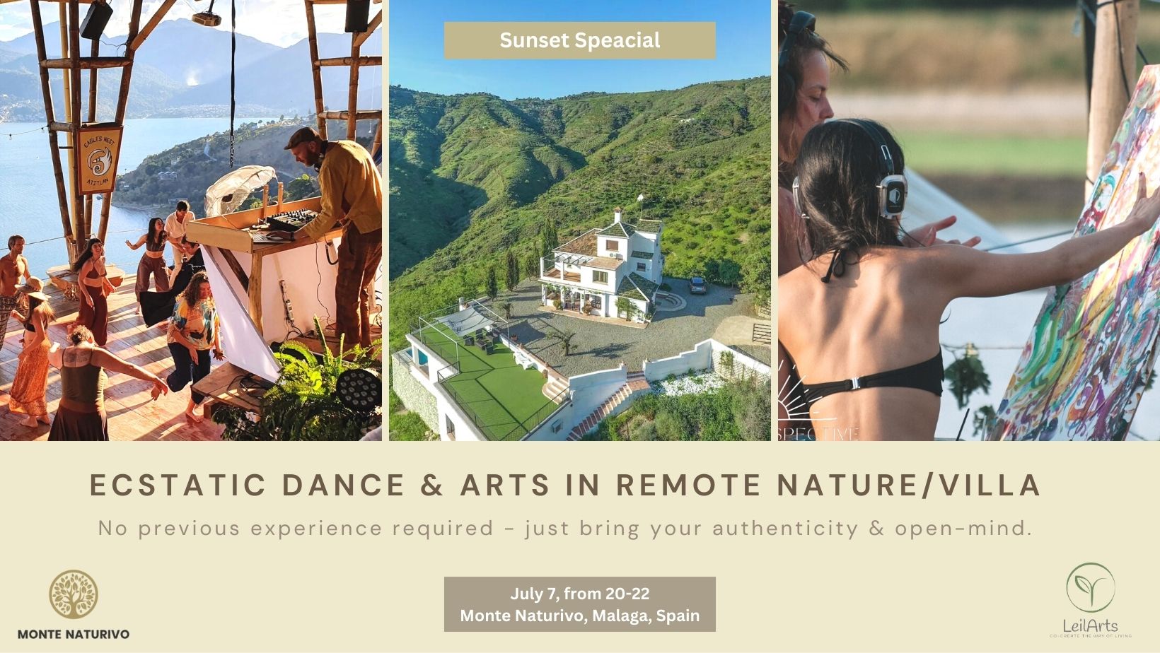 Sunset Ecstatic Dance & Arts in remote nature mountains of Malaga, Spain (Donation-Based, DJ Leela)