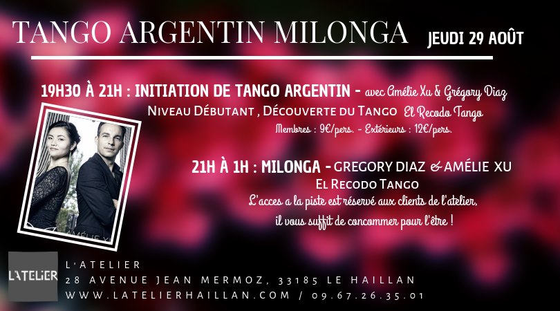 Les Jeudis Milonga à l'Atelier - Initiation avec El Recodo Tango
