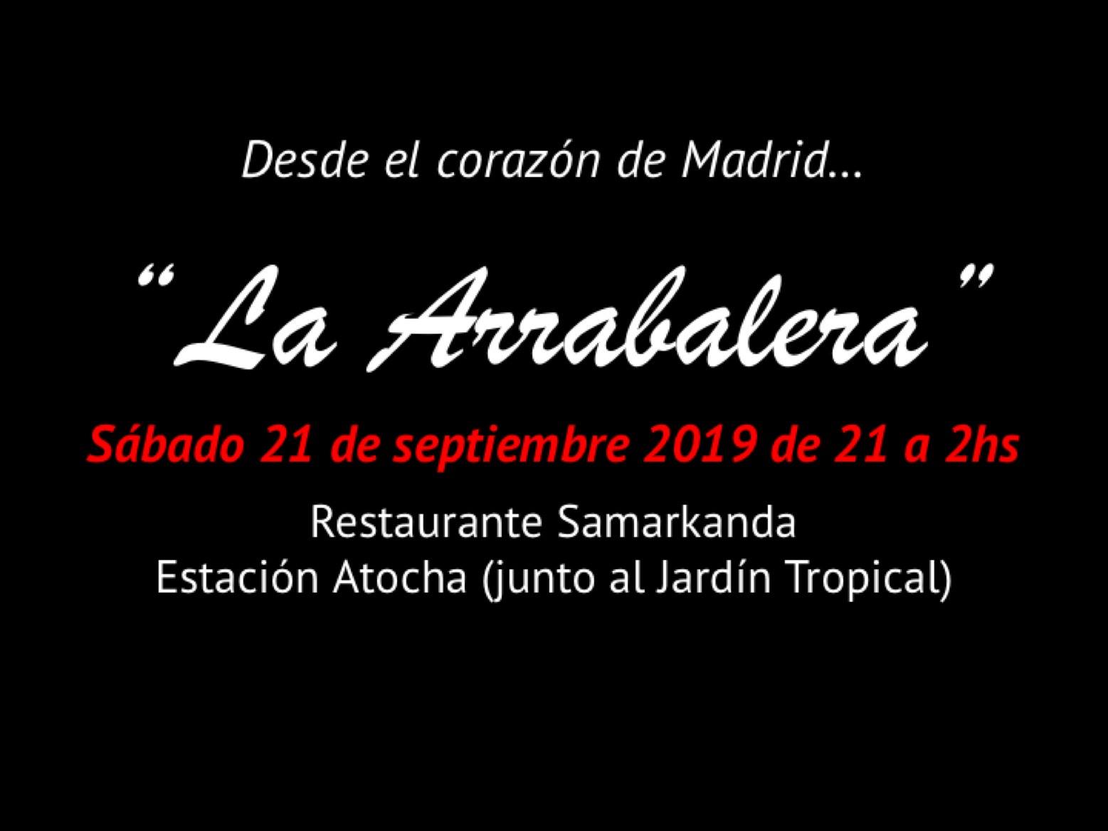 Milonga "La Arrabalera" sábado 19 de octubre 2019