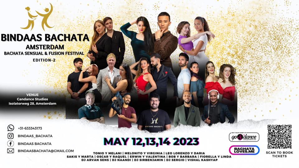 BINDAAS BACHATA AMSTERDAM- Bachata Sensual & Fusion Festival (Edition 2- May 12,13 2023)