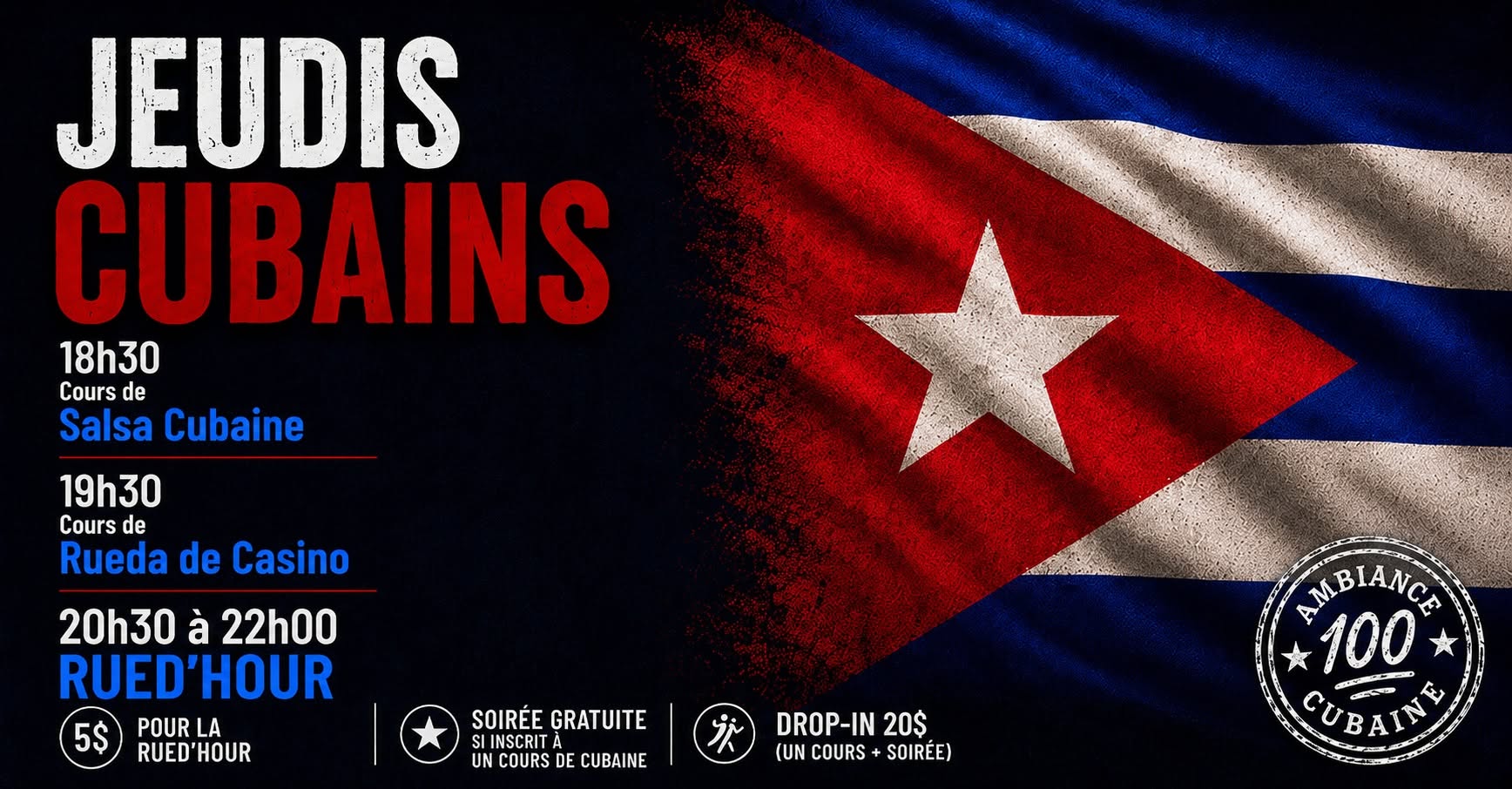 Les Jeudis Cubains Cours de Salsa Cubaine + Soirée Rued'Hour