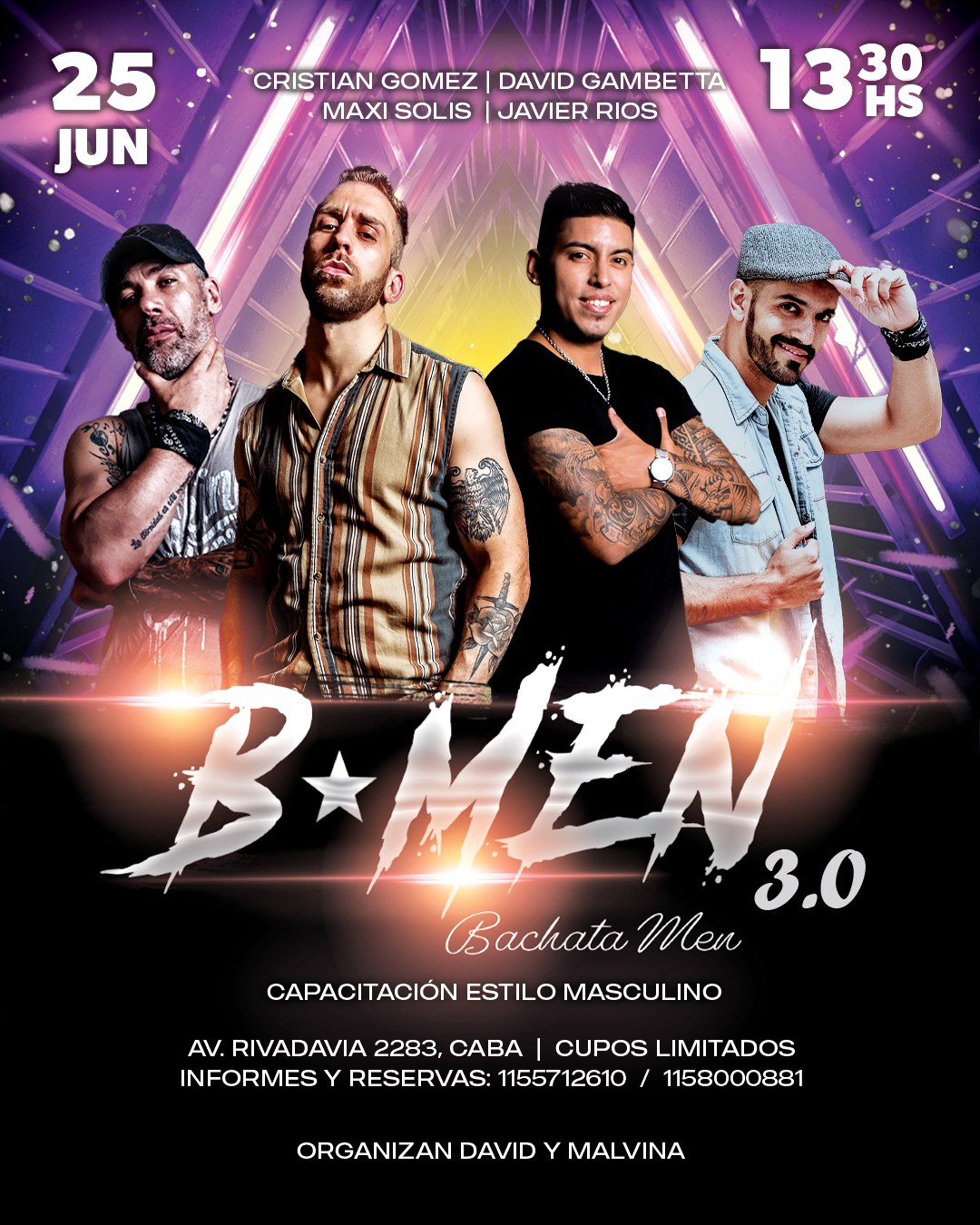⭐BMEN 3.0⭐ BACHATA MEN CAPACITACIÓN - 25 06 Domingo - Organizan Malvina y David
