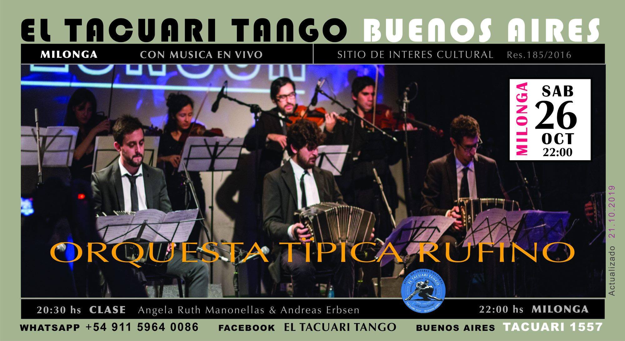 Sábado de milonga + Orquesta Típica Rufino en vivo