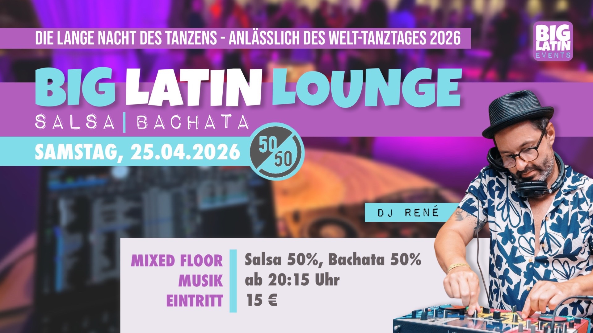 BIG LATIN LOUNGE Salsa & Bachata Social (50 50 Edition)