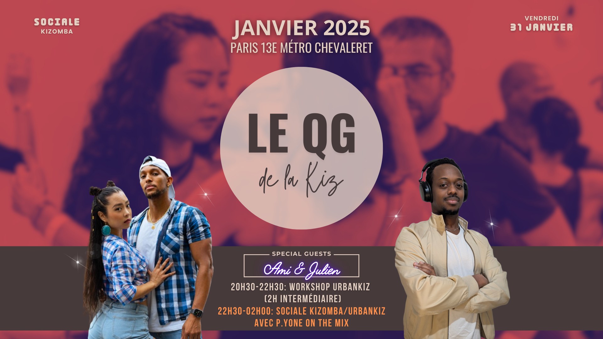 ✨Le QG de la Kiz✨ Workshop + Sociale Kizomba Paris vendredi 31 janvier 20h30-02h00