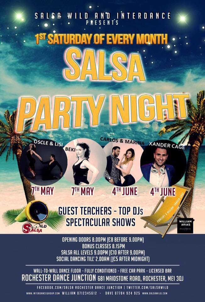 SATURDAY NIGHT SALSA IN KENT JUNE 4th - Guest Teachers CARLO ESPINOSA and MARINA