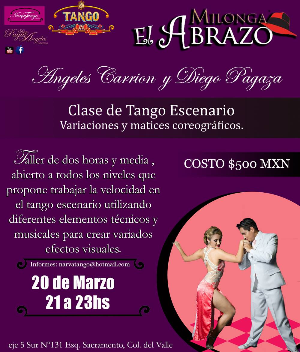 CLASE de TANGO escenario con Angeles Carrión y Diego Pagaza en EL ABRAZO
