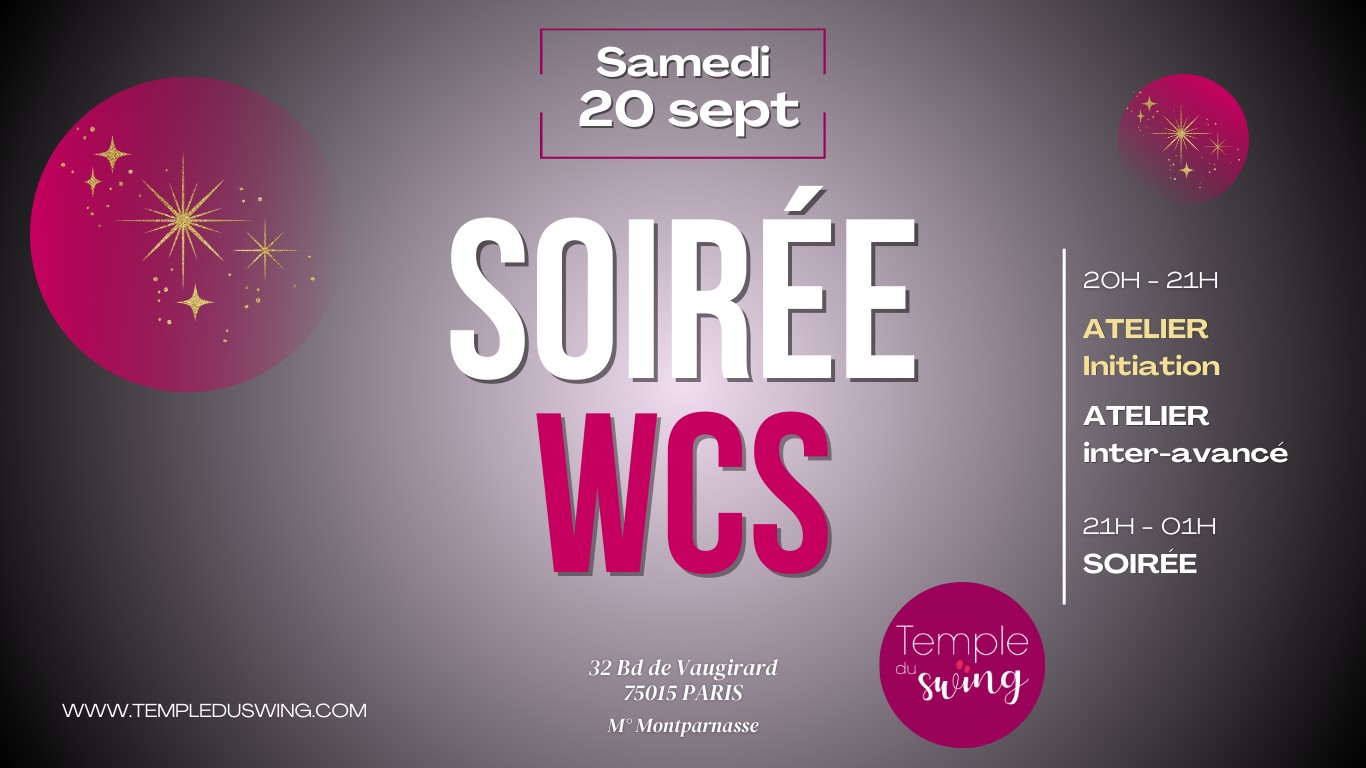 Soirée 💯% WCS, avec 2 ateliers : initiation et inter-avancé