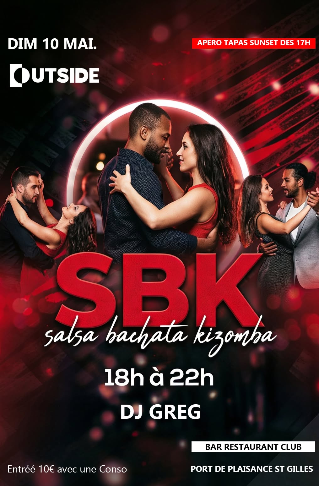 ⭐️SPECIAL SBK des Vacances à L'OUTSIDE⭐️Dimanche 10 MAI Dj GREG 18H à 22H SUNSET St Gilles