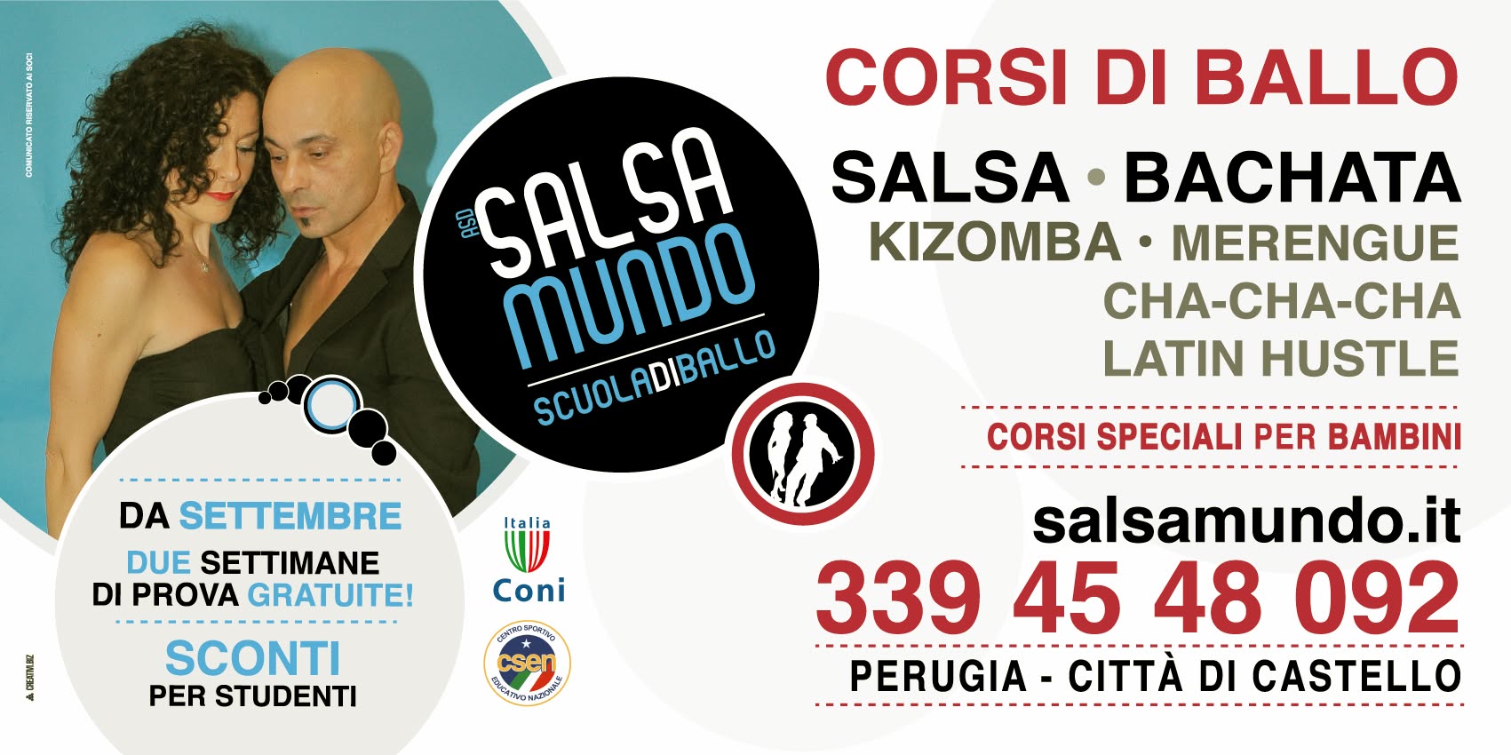 Salsa&Bachata:Nuovi Corsi da Settembre:2 Settimane di Prova: