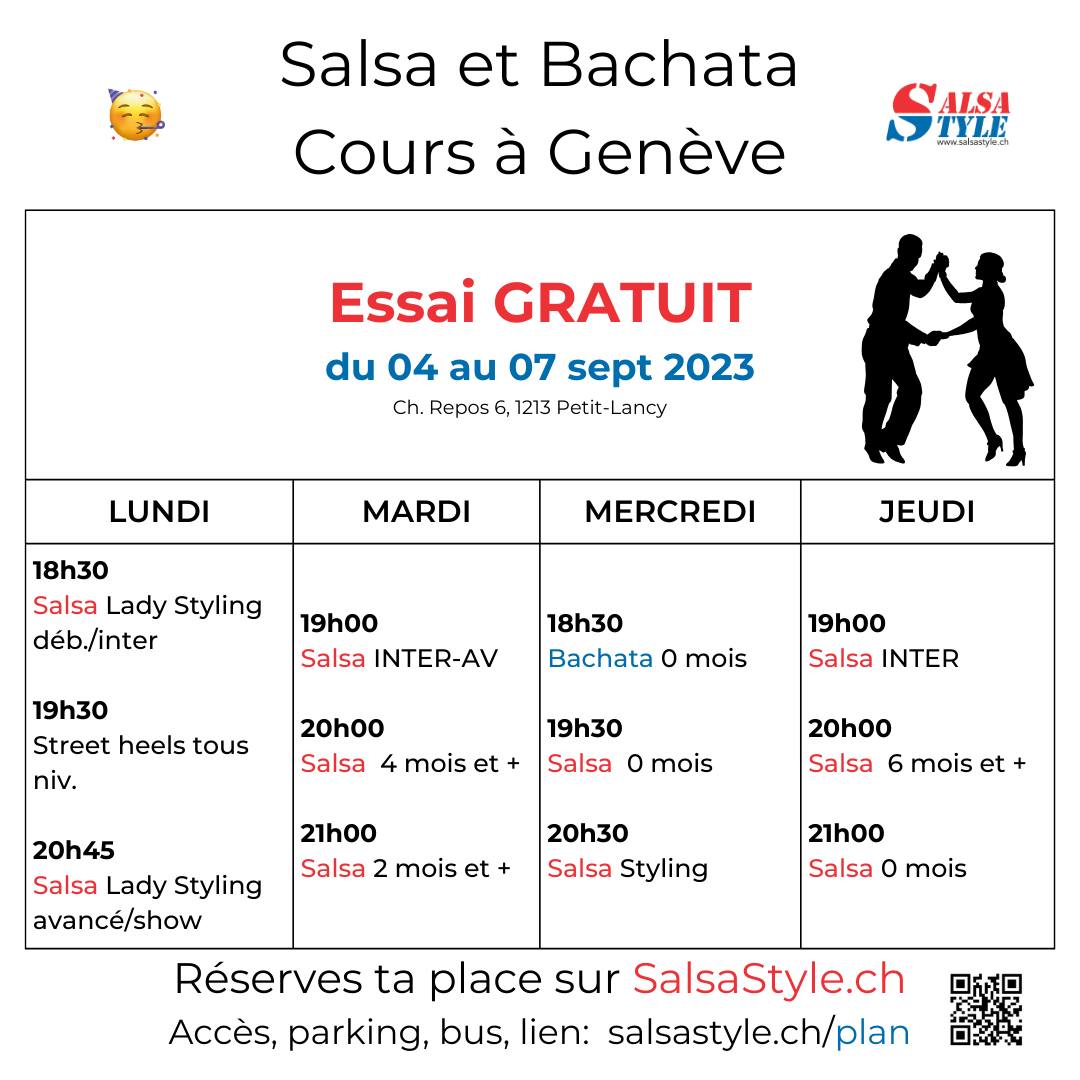 Genève Salsa Bachata PORTES OUVERTES essai GRATUIT