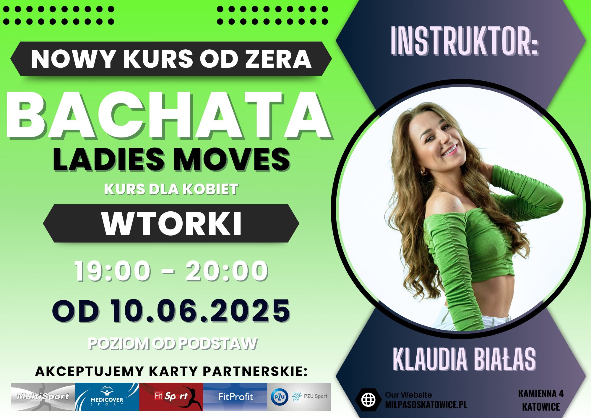 Bachata Ladies Moves - kurs dla kobiet! Poziom od zera - START: 10.06.25 - wtorki 19:00
