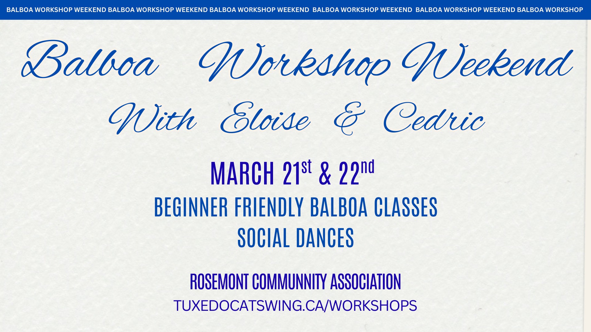 Balboa Workshop Weekend with Eloise & Cedric