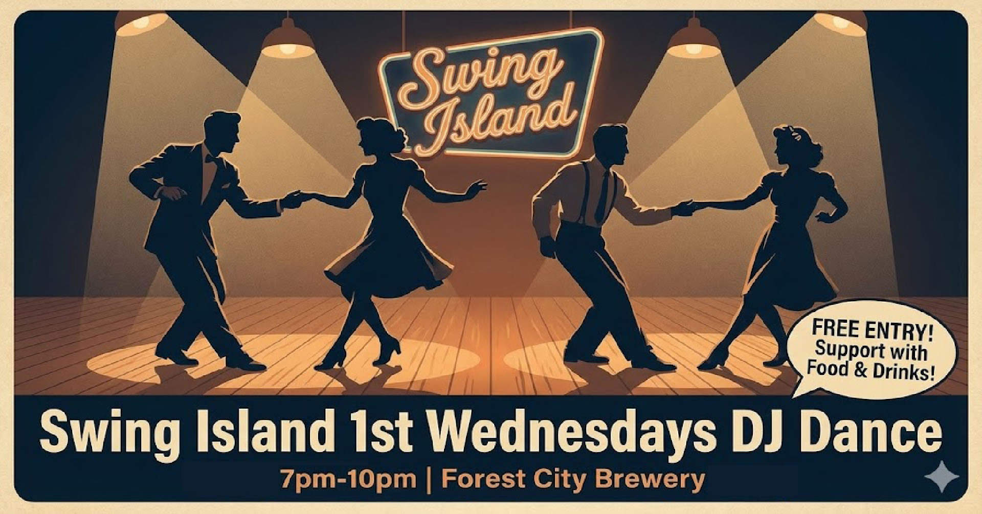 Swing Island 1st Wednesdays Mid-Week Swing Fix @ Forest City Brewery!