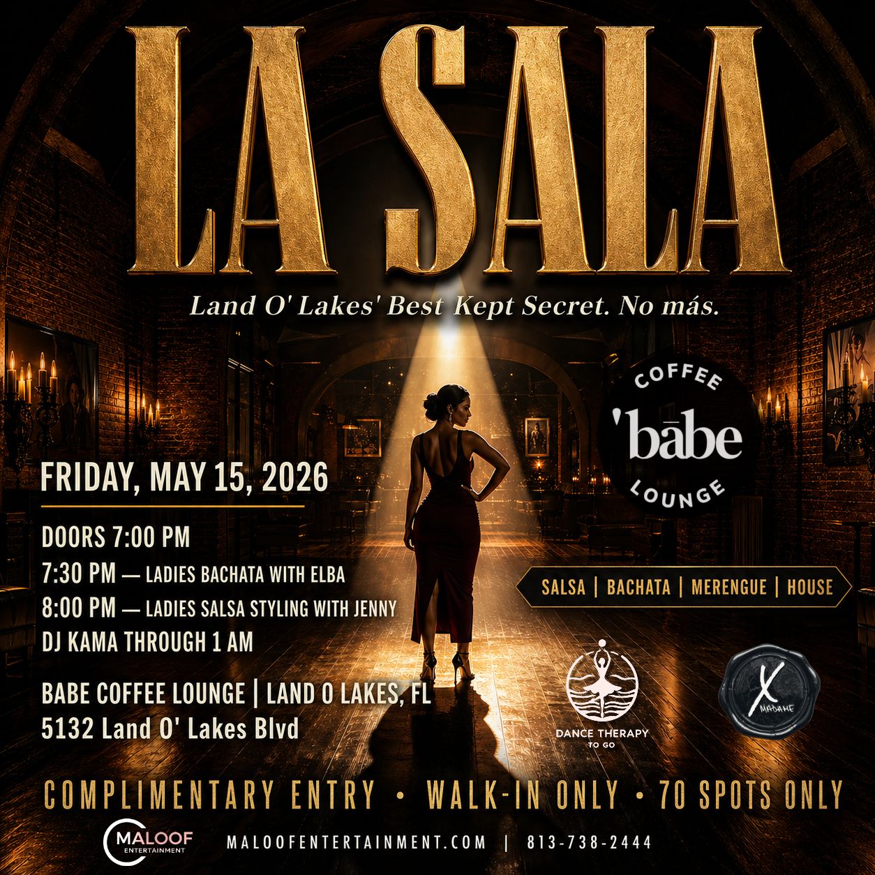 La Sala Latin Night Bachata & Salsa Classes + DJ Kama Land O' Lakes, FL