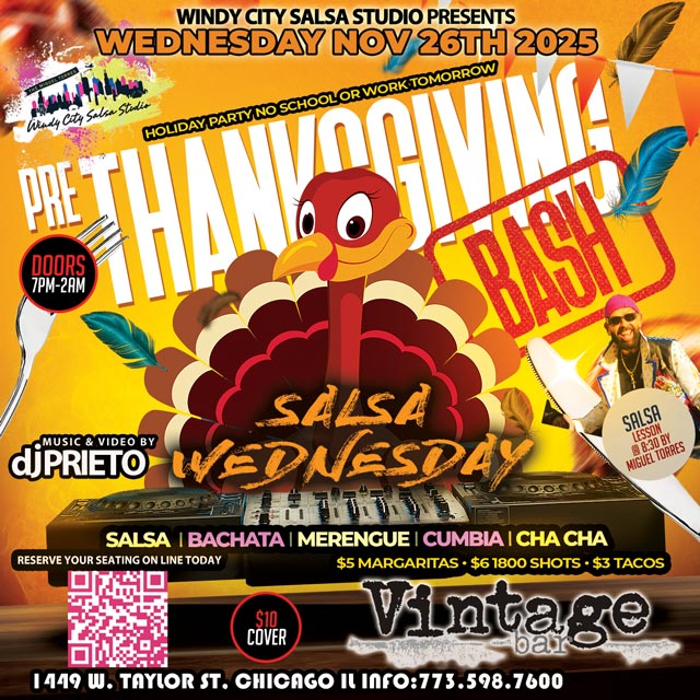 Pre-Thanksgiving Bash Salsa Wednesdays @ Vintage Bar!