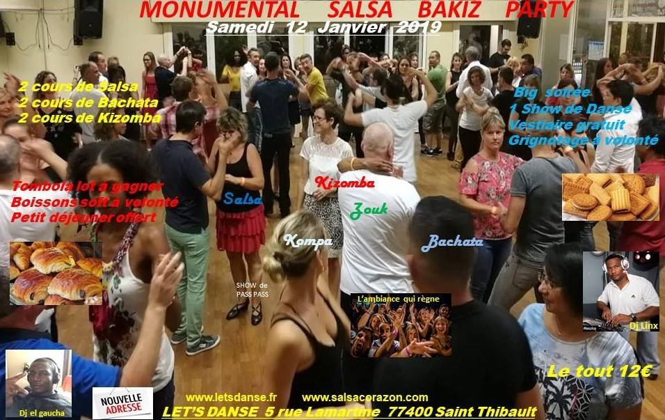 Monumental SALSA BAKIZ samedi 12 janv à Let’s Danse St Thibault