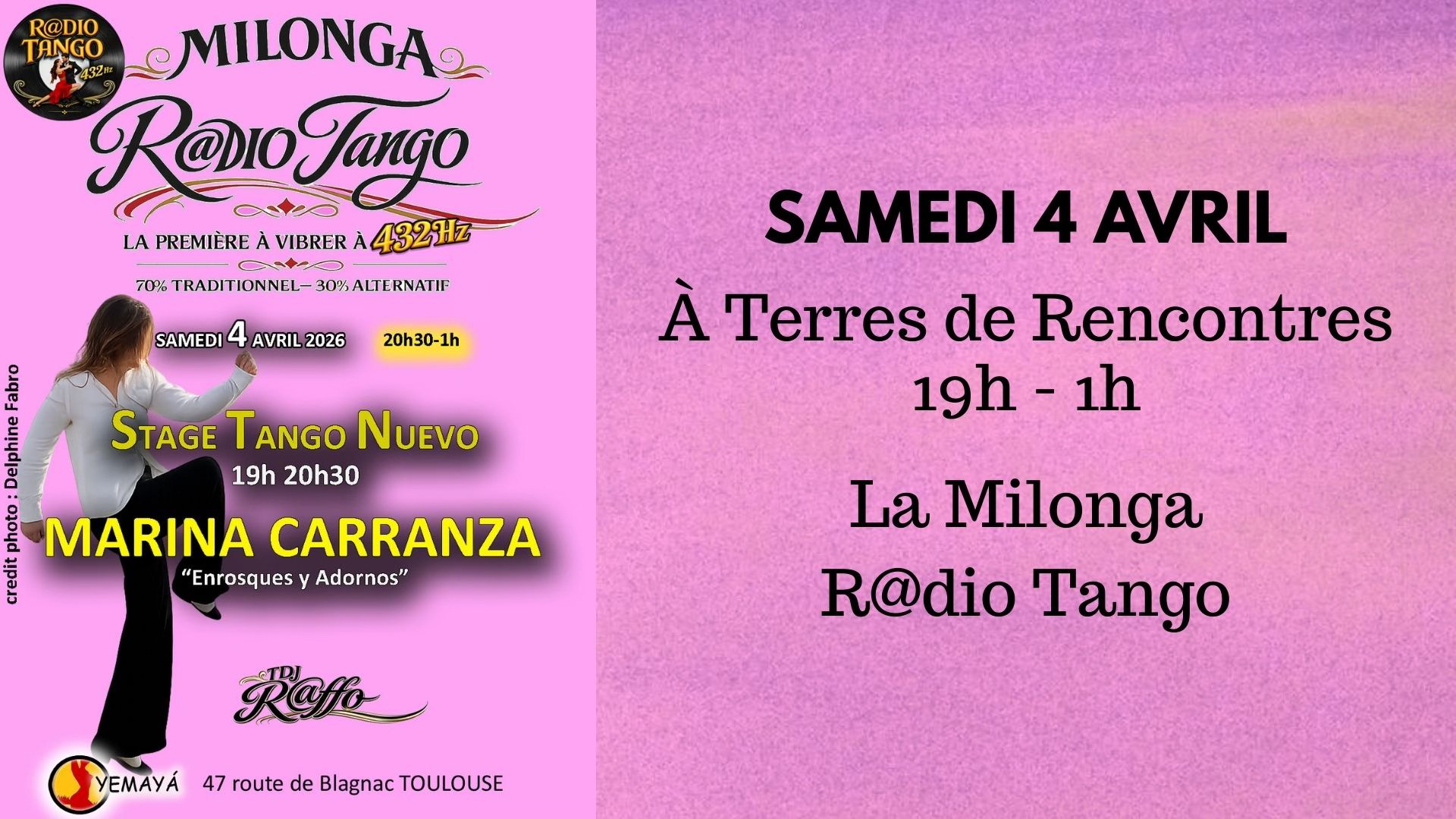 Milonga R@dio Tango le samedi 4 avril 2026