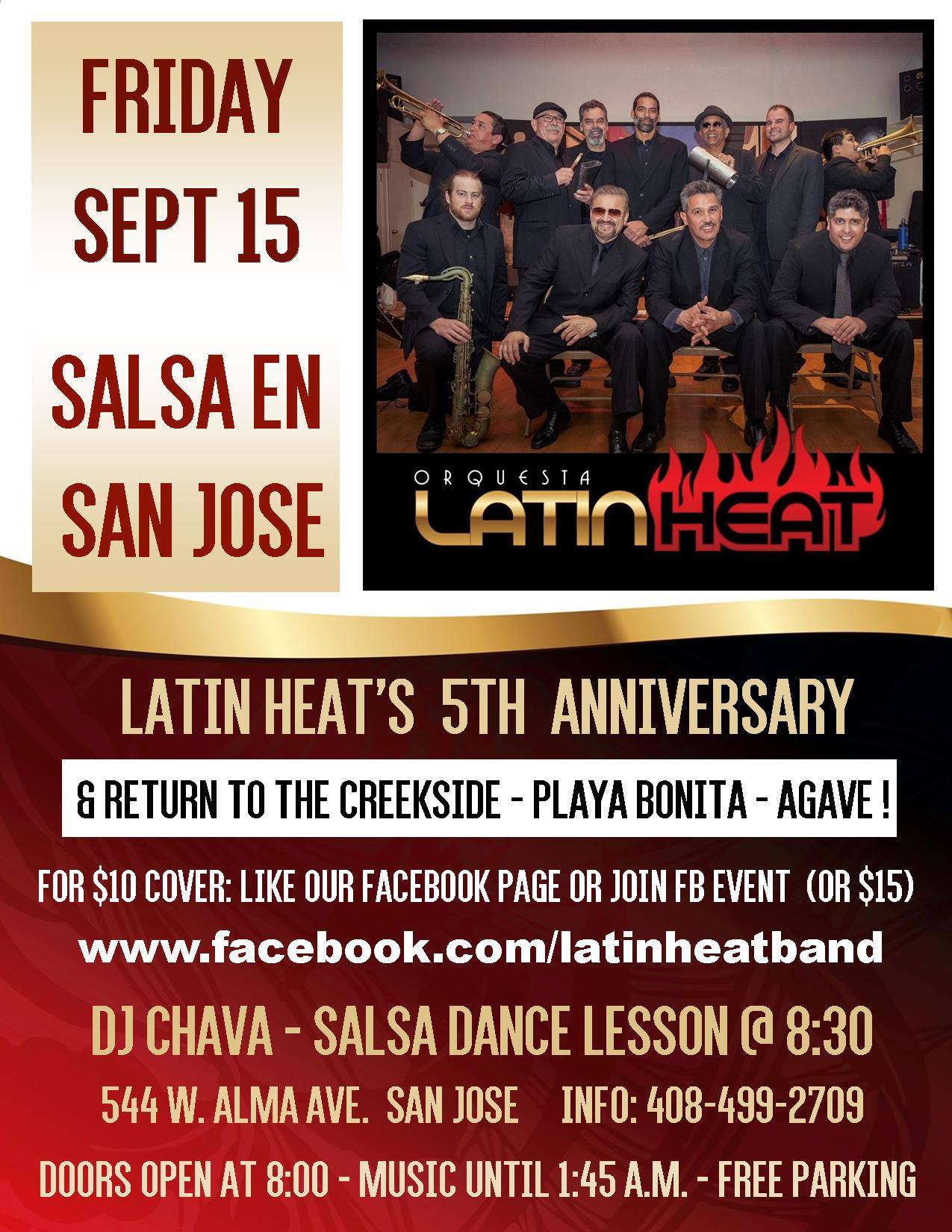Friday Salsa Party in San Jose w Latin Heat!